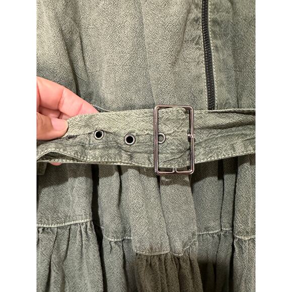 Free People Hampton Belted Mini Dress Crystal Kelp Cotton Size Medium NWOT Chic - Picture 10 of 16